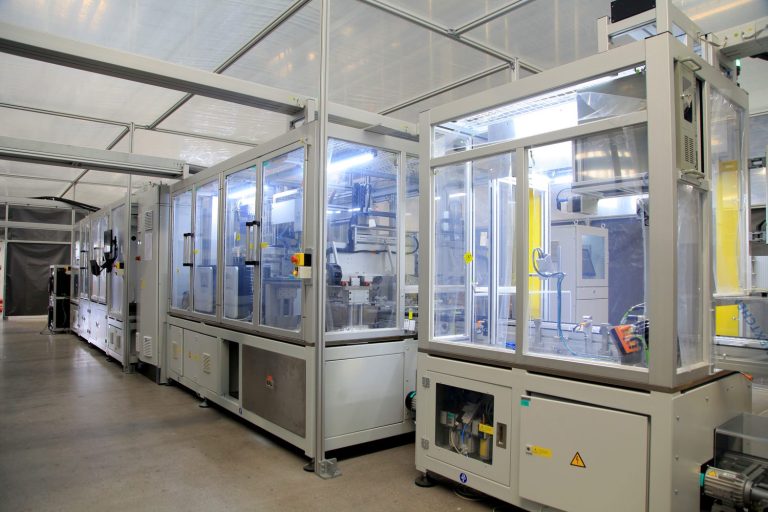 Acrylic-panelled enclosure line in production