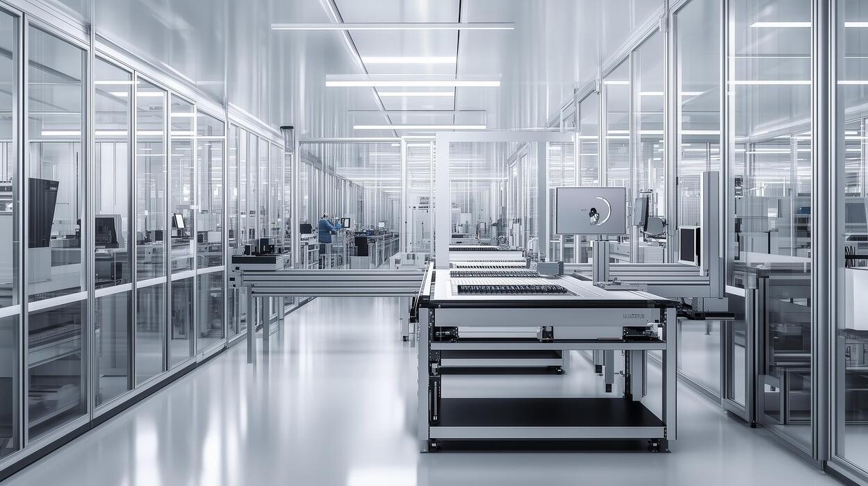 Acrylic machine guarding along an automated production line