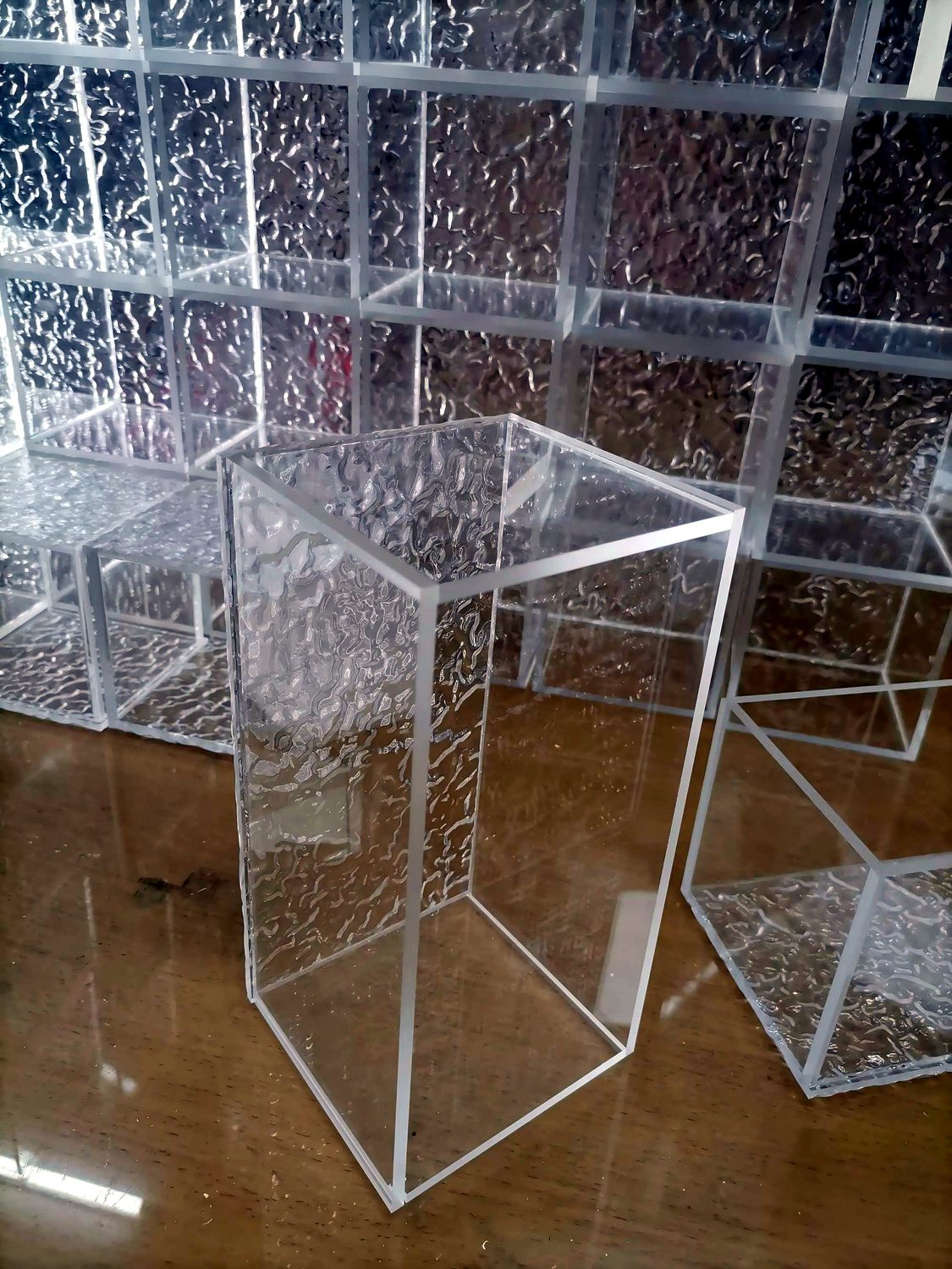 Bonded textured acrylic display boxes