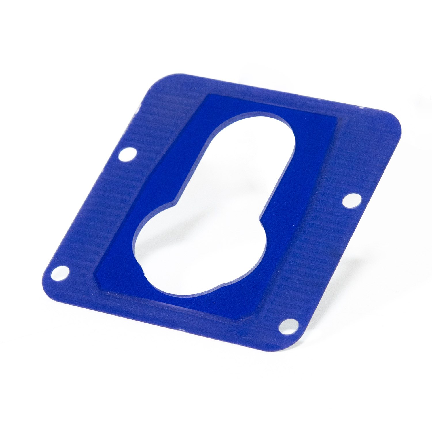CNC-machined blue acrylic part