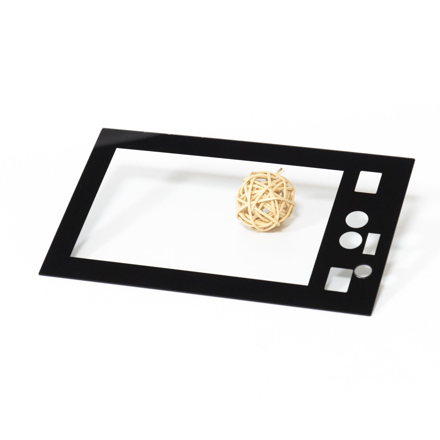 Machined black acrylic control panel bezel with display cutout