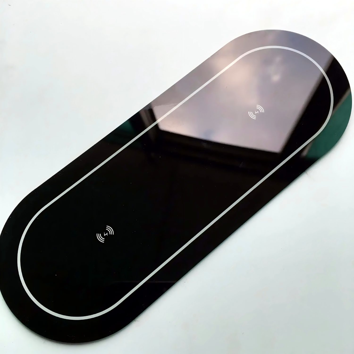 CNC-machined black acrylic control panel with polished edge detail